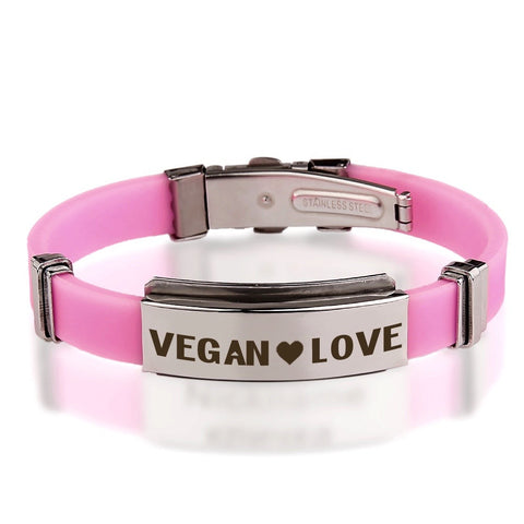 Official VEGAN ❤ LOVE Pink Stainless Steel Bracelets