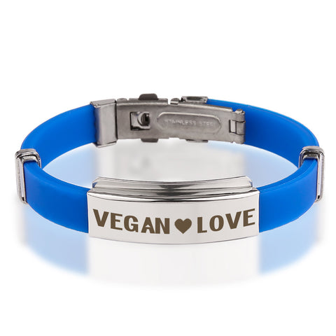 Official VEGAN ❤ LOVE Blue Stainless Steel Bracelets