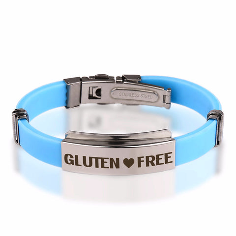 Official GLUTEN ❤  FREE Baby Blue Stainless Steel Bracelets