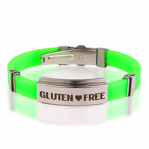 Official GLUTEN ❤ FREE Green Stainless Steel Bracelets