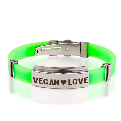 Official VEGAN ❤ LOVE Green Stainless Steel Bracelets