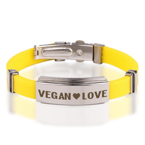 Official VEGAN ❤ LOVE Yellow Stainless Steel Bracelets