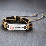 Leather Medical ID Bracelet - Vegan  ❤ Love