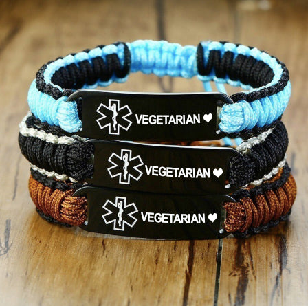 Sports Medical ID Bracelet - Vegetarian ❤