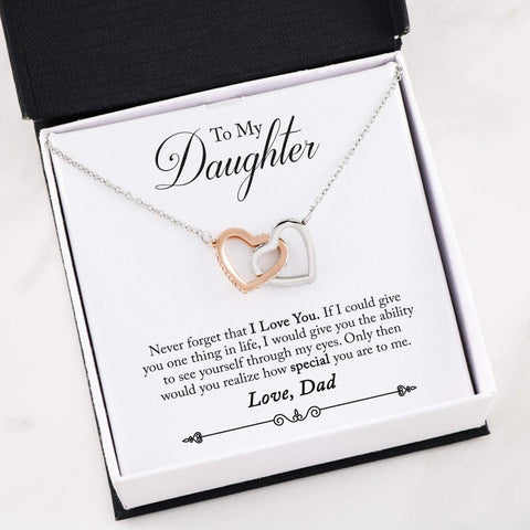 To My Daughter - Interlocking Heart Necklace - From Dad